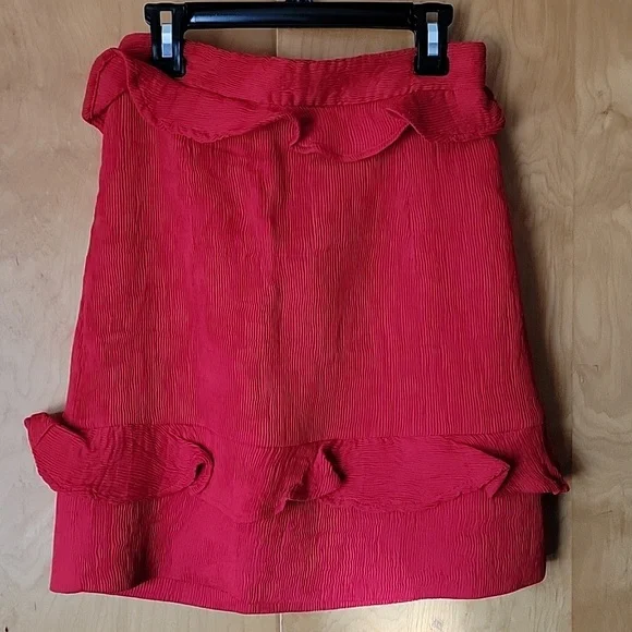 ELLIATT Red Ribbed Ruffled Skirt - Picture 7 of 7